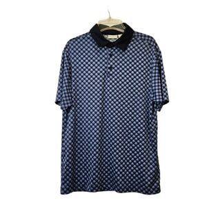 Rorie Whelan‎ Men's Medium Blue Plaid UPF 50 Performance Golf Polo